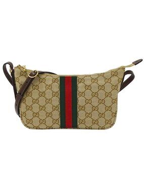 Gucci Shoulder Bag 2-Way Lunetta GG Supreme Beige Brown Small